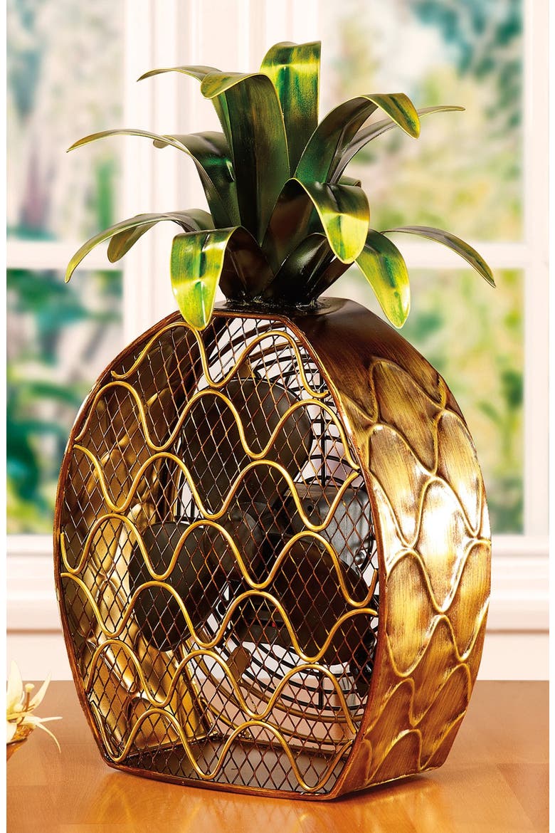 Pineapple Figurine Fan, Main, color, BROWN