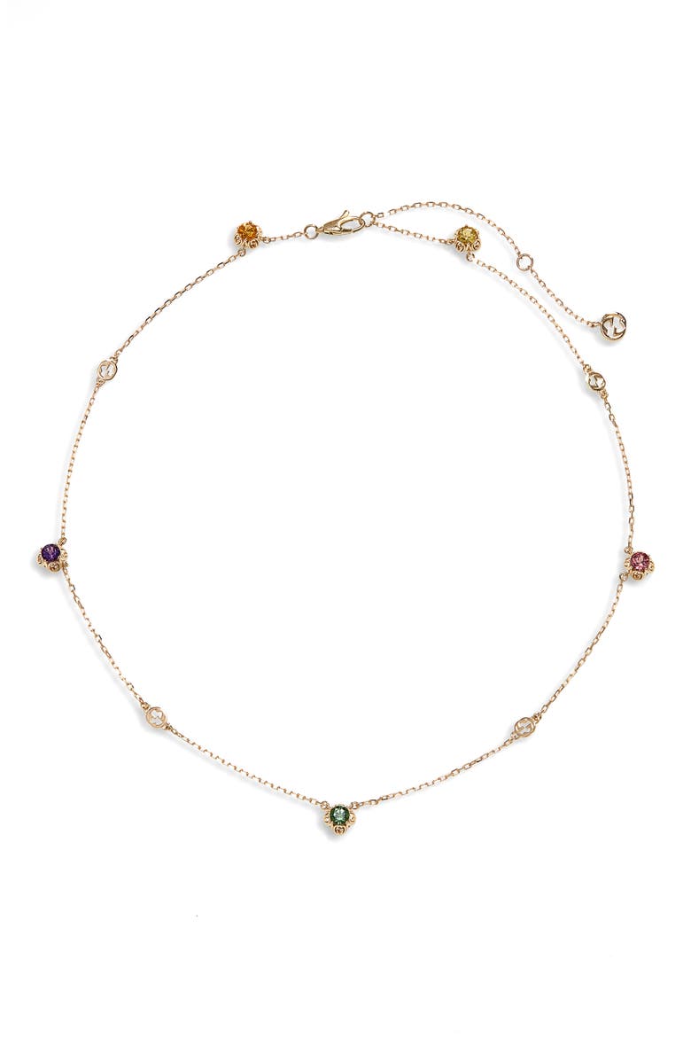 Interlocking-G Multistone Station Choker, Main, color, 18K YELLOW GOLD