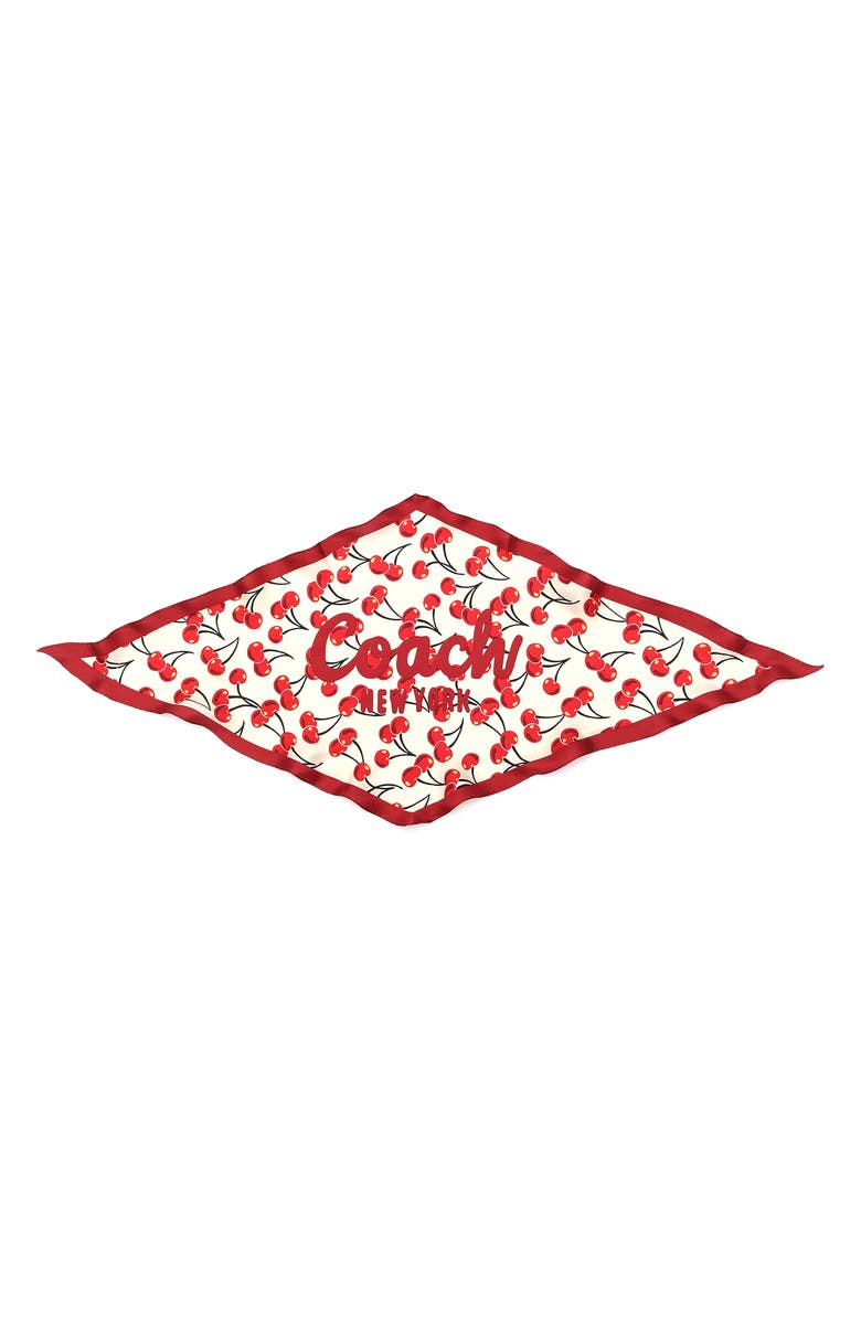 COACH Cherries Swirl Print Diamond Silk Scarf, Alternate, color, 