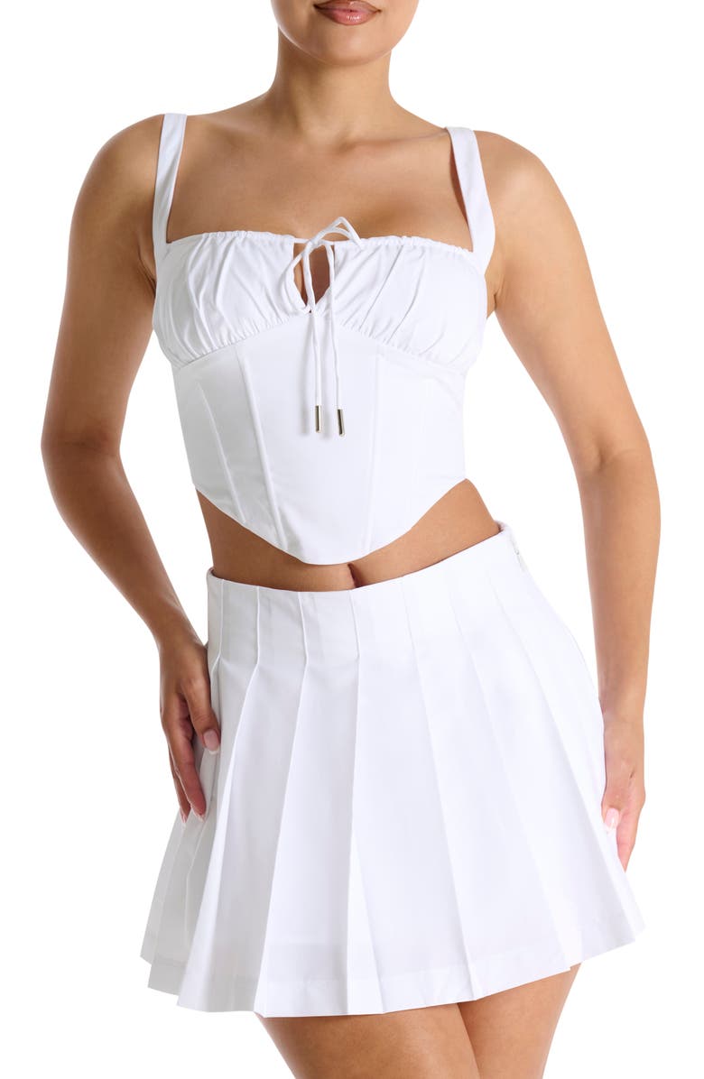Naked Wardrobe Pleated A-Line Miniskirt, Alternate, color, White