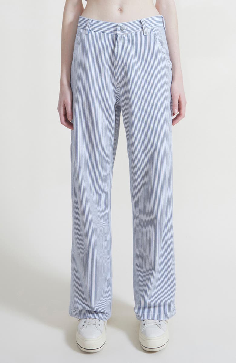DENIMIST Teri Stripe Wide Leg Carpenter Pants, Main, color, Ecru White Railroad Stripe