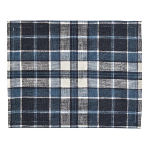 Mirage Plaid Cotton Placemat Blue Christmas Design Machine Washable