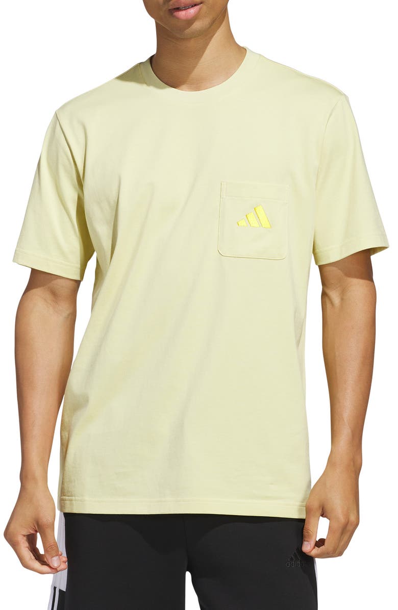 adidas 3-Bar Logo Pocket T-Shirt, Main, color, Powder Yellow