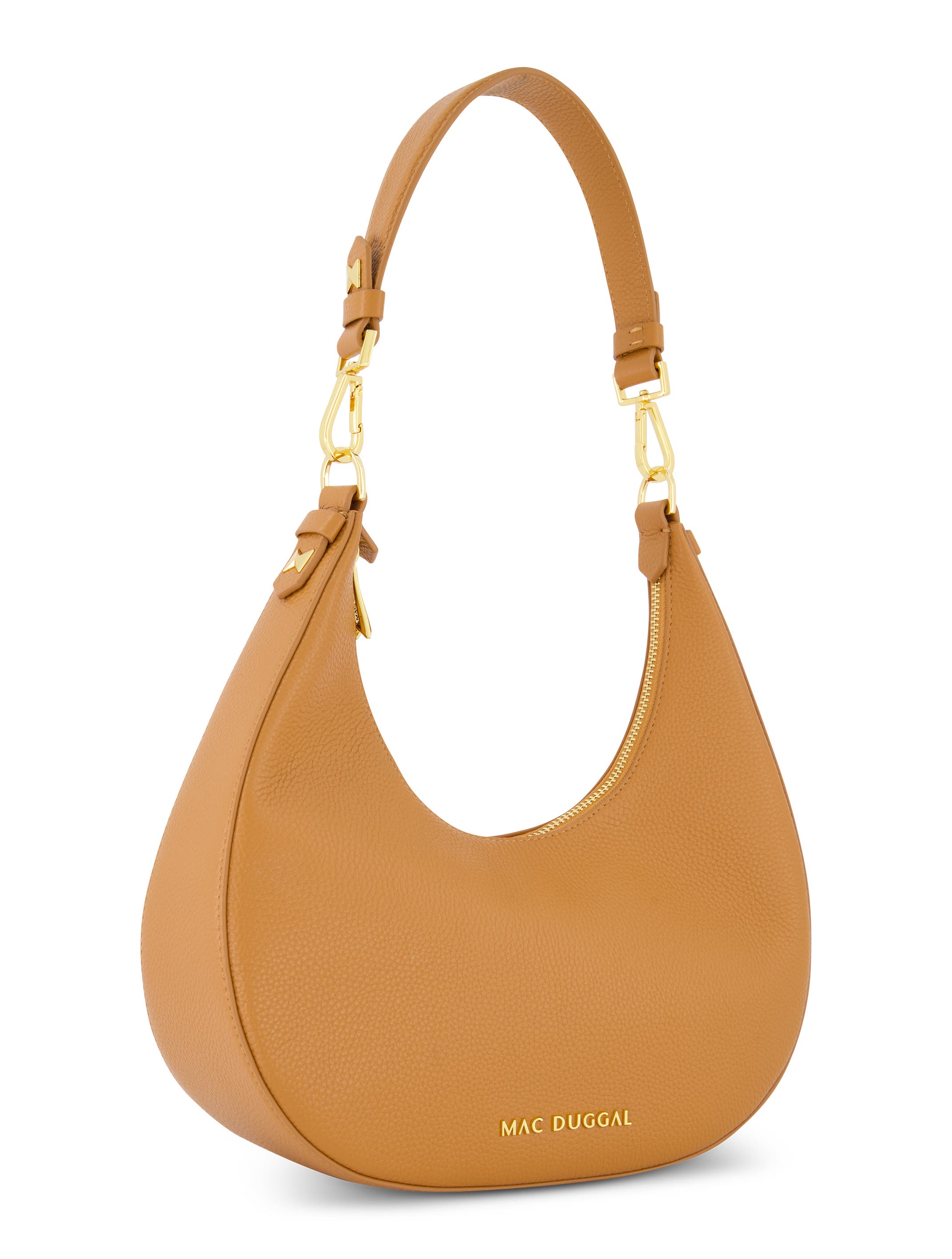 Mac Duggal Gold Plated Hardware Grain Leather Hobo Bag, Alternate, color, Toffee