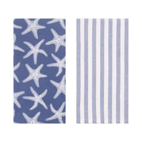 C & F Home C&f Home Calming Seas Starfish Kitchen And Bathroom Graphic Print Hand Towels Set Of 2 In Blue