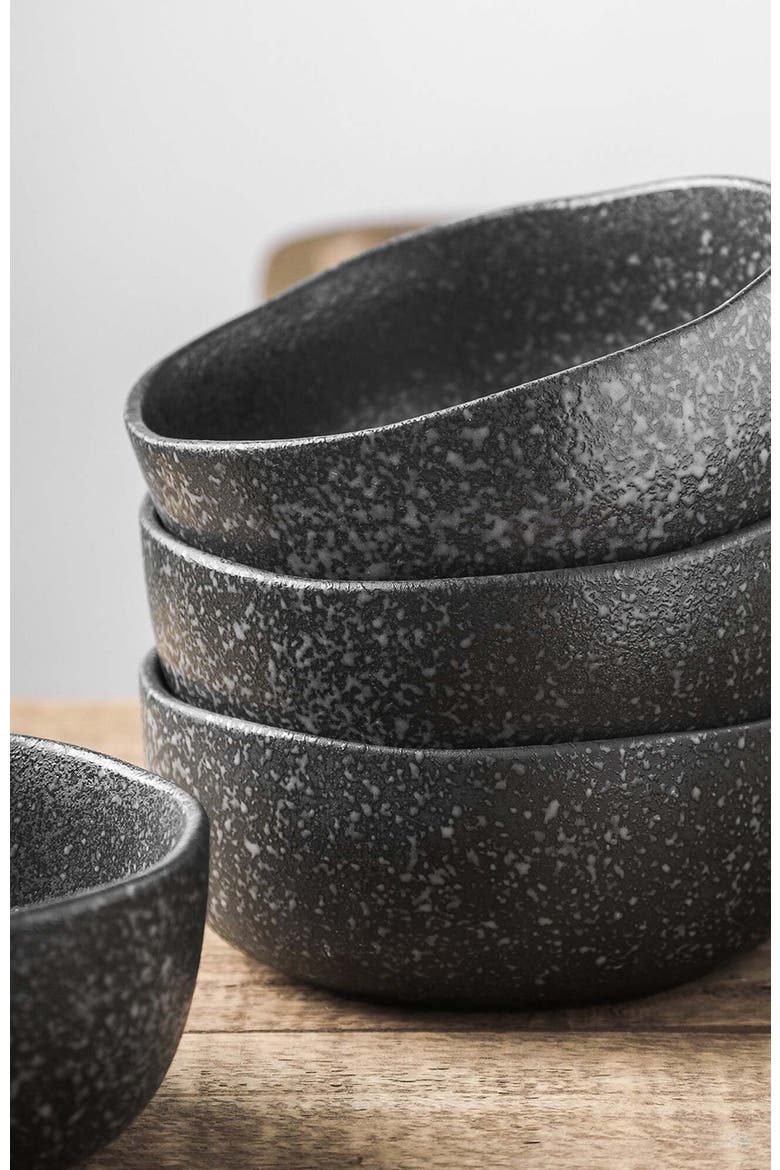 Tom Stoneware 4-Piece Bowl Set, Alternate, color, Black and White