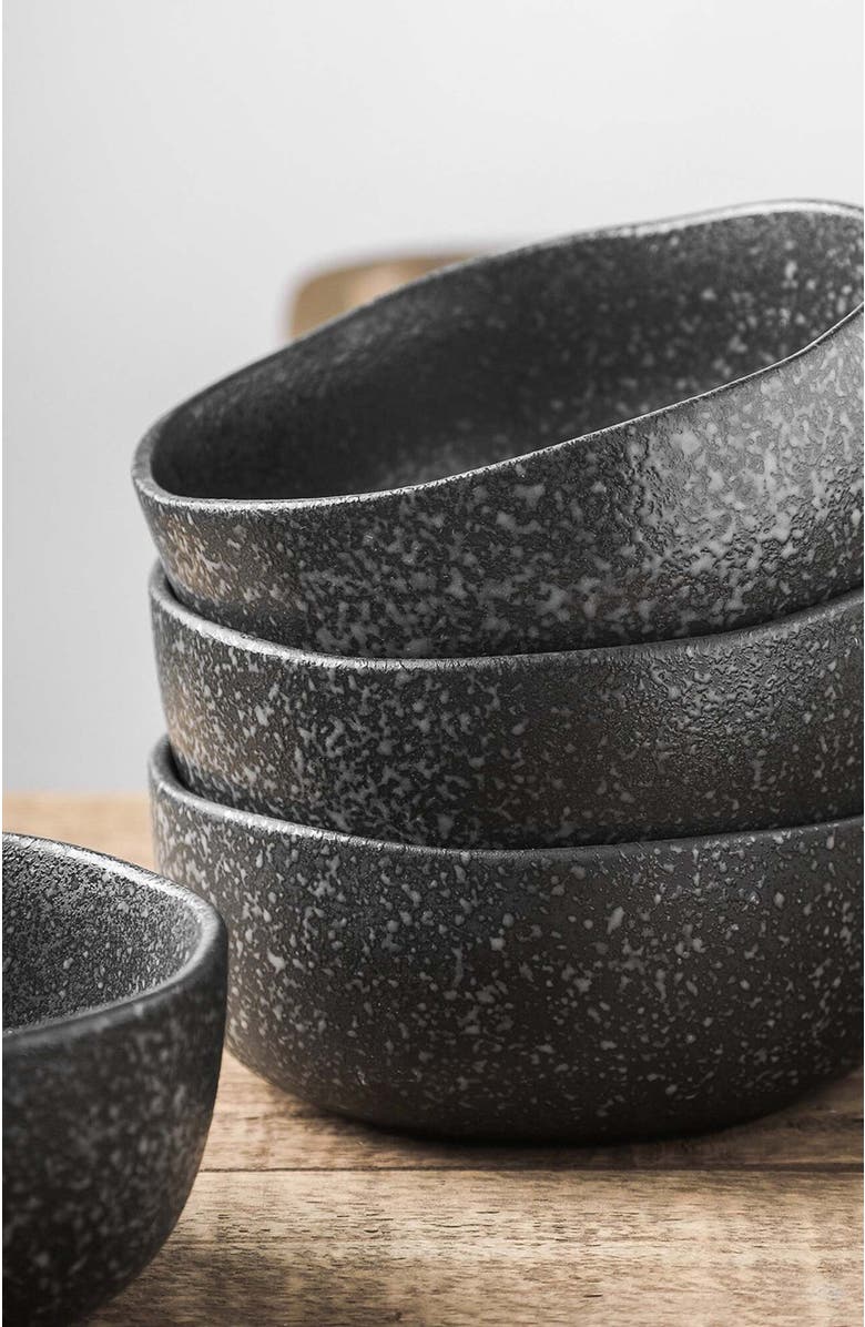 Stone Lain Tom Stoneware 4-Piece Bowl Set, Alternate, color, Black And White