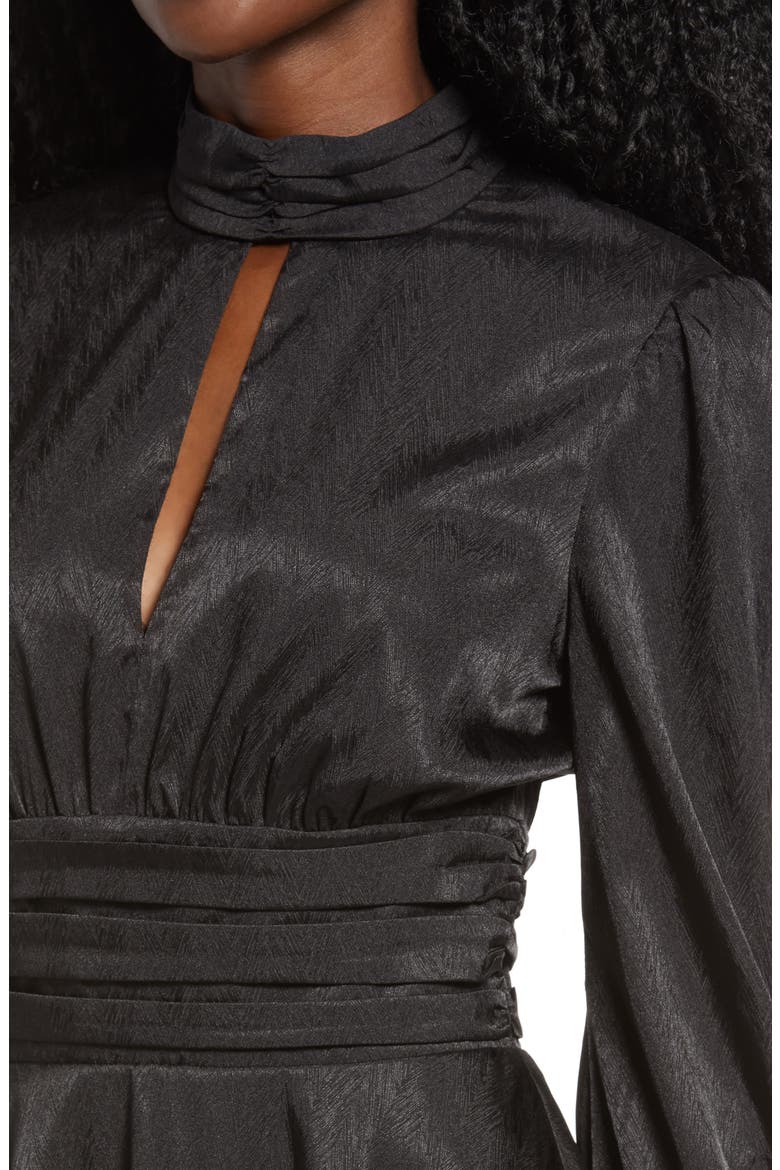 Holly Long Sleeve Minidress, Alternate, color, BLACK JACQUARD