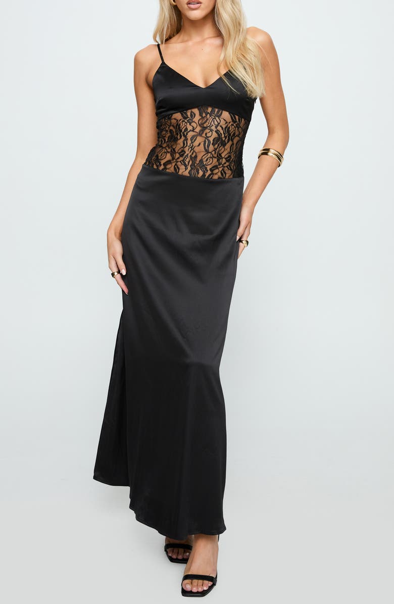 Princess Polly Captivate Lace Gown, Main, color, Black