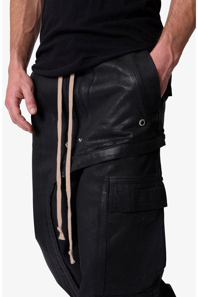 Rave Waxed Oversize Cargo Pocket Pants, Alternate, color, BLACK