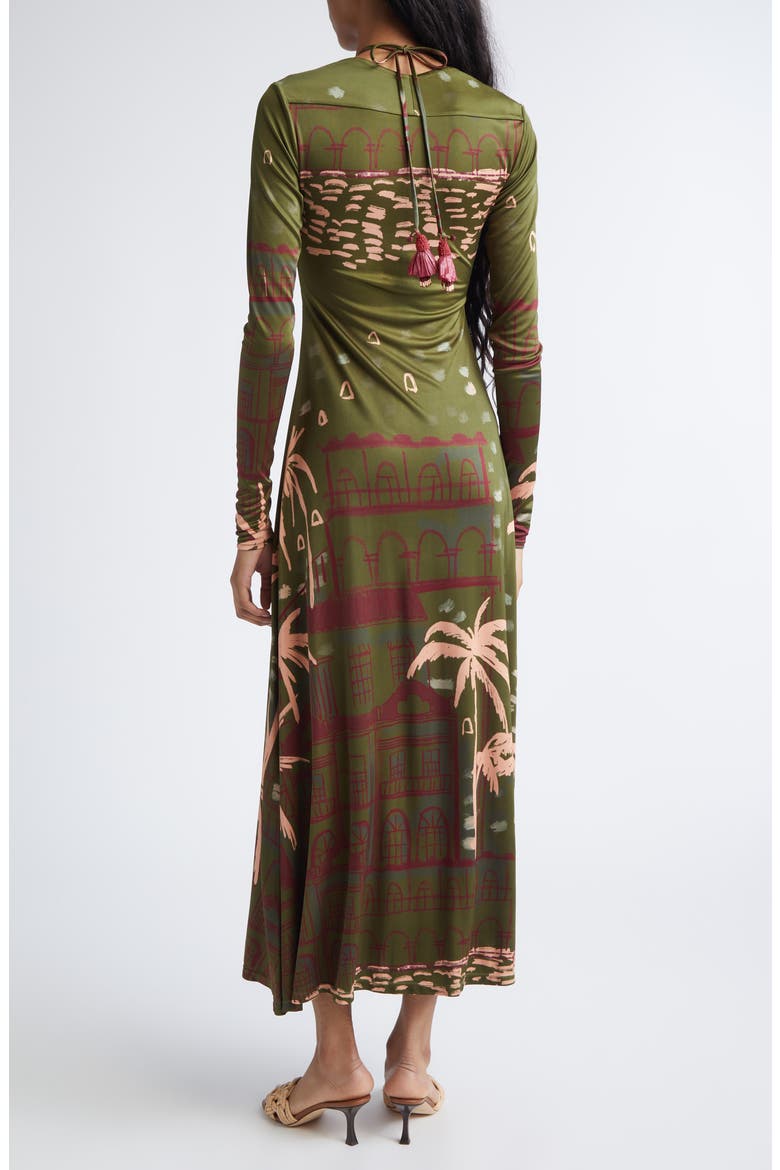 Eternal Tropical Print Long Sleeve Jersey Dress, Alternate, color, GREEN