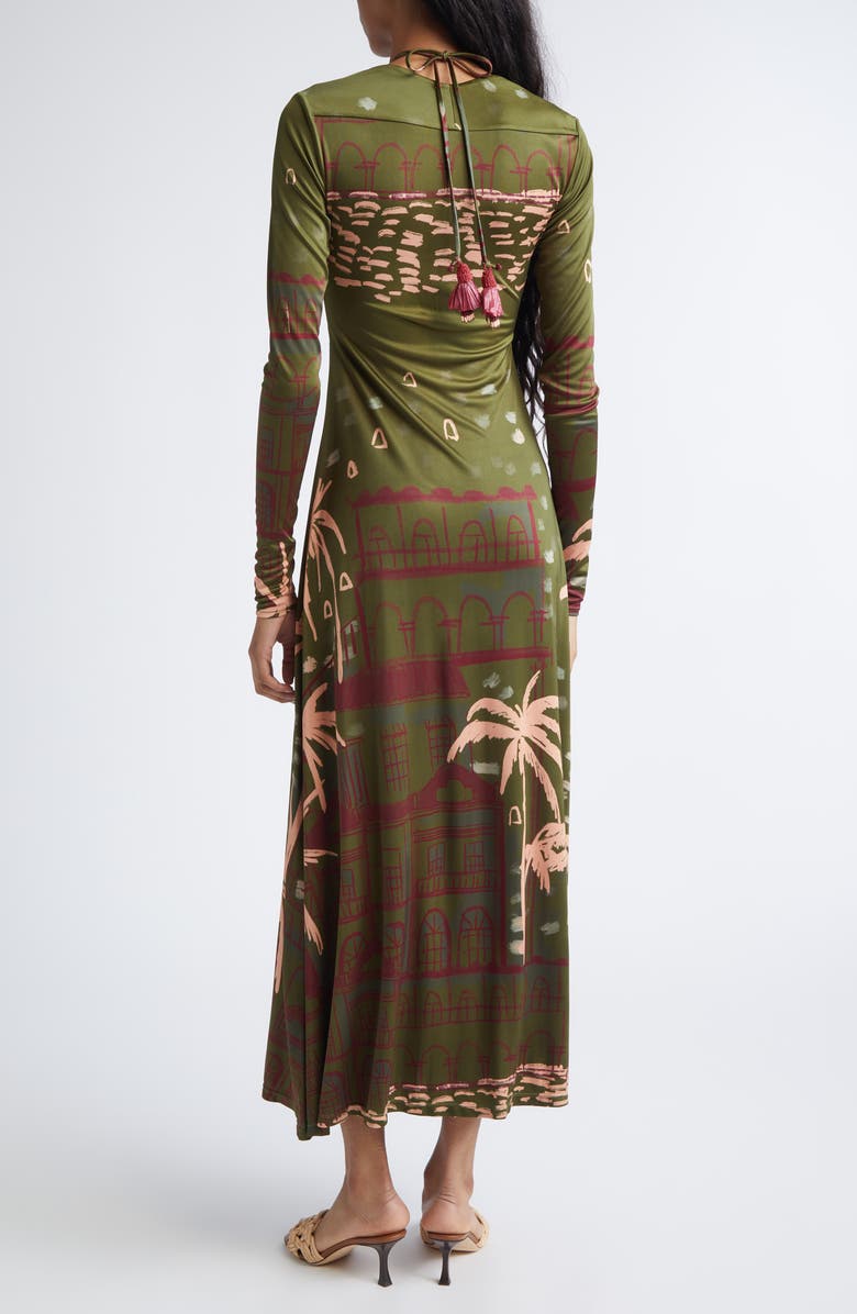 Johanna Ortiz Eternal Tropical Print Long Sleeve Jersey Dress, Alternate, color, Green