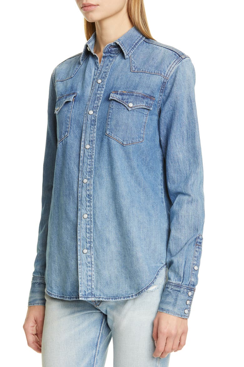 Western Denim Shirt, Alternate, color, BLUE