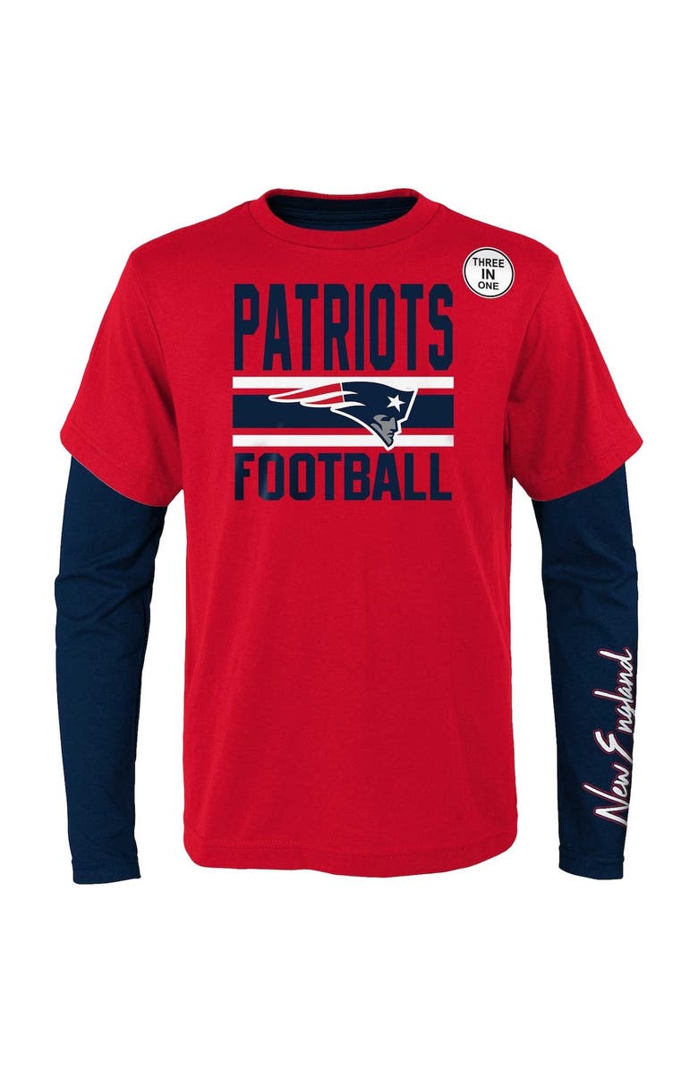 Outerstuff Youth Red/Navy New England Patriots Fan Fave T-Shirt Combo Set, Main, color, 