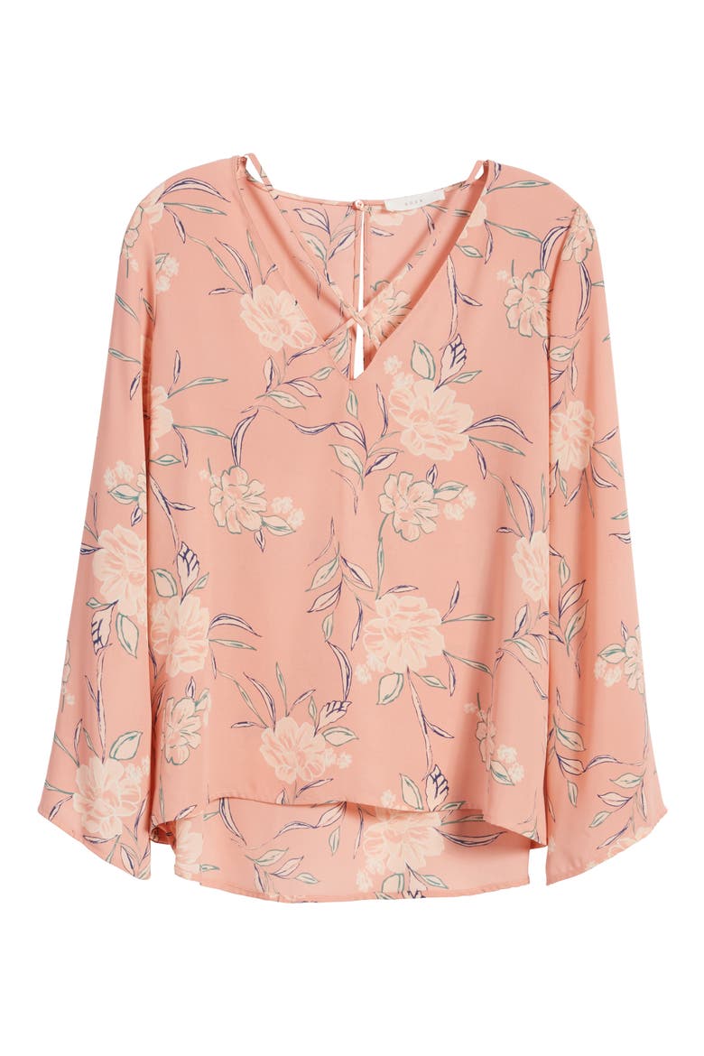 Cross Front Blouse, Alternate, color, DUSTY MAUVE FLORAL