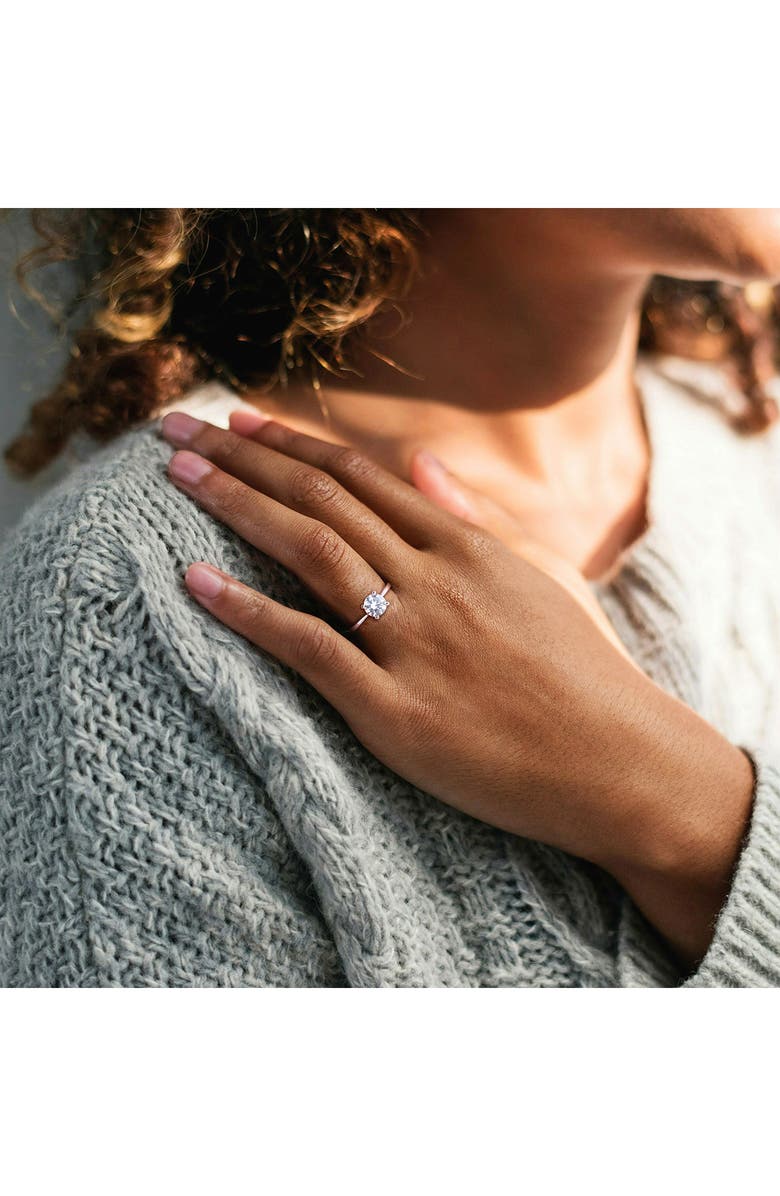 DELMAR Sterling Silver Round Lab Created White Sapphire Solitaire Ring, Alternate, color, Silver