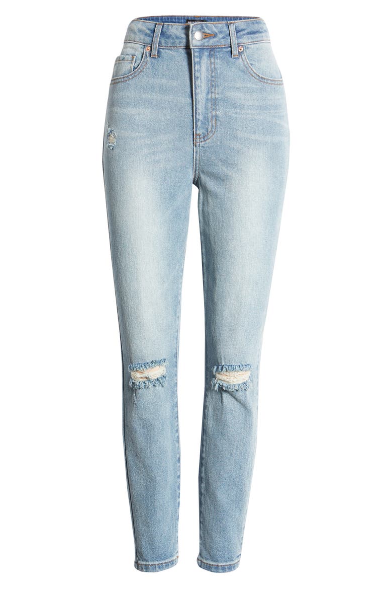 Ripped High Waist Mom Jeans, Alternate, color, LIGHT WASH