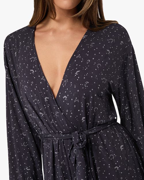 Weworewhat Modal Jersey Robe In Drk Navy/ivory