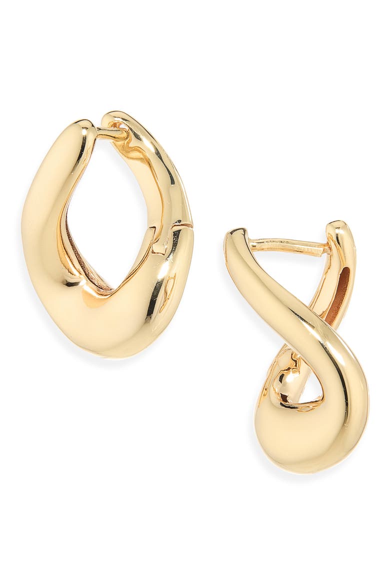 Molten Hoop Earrings, Main, color, GOLD