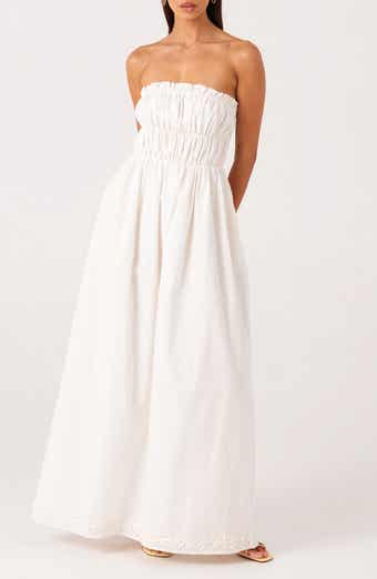Ines Strapless Linen & Cotton Maxi Dress