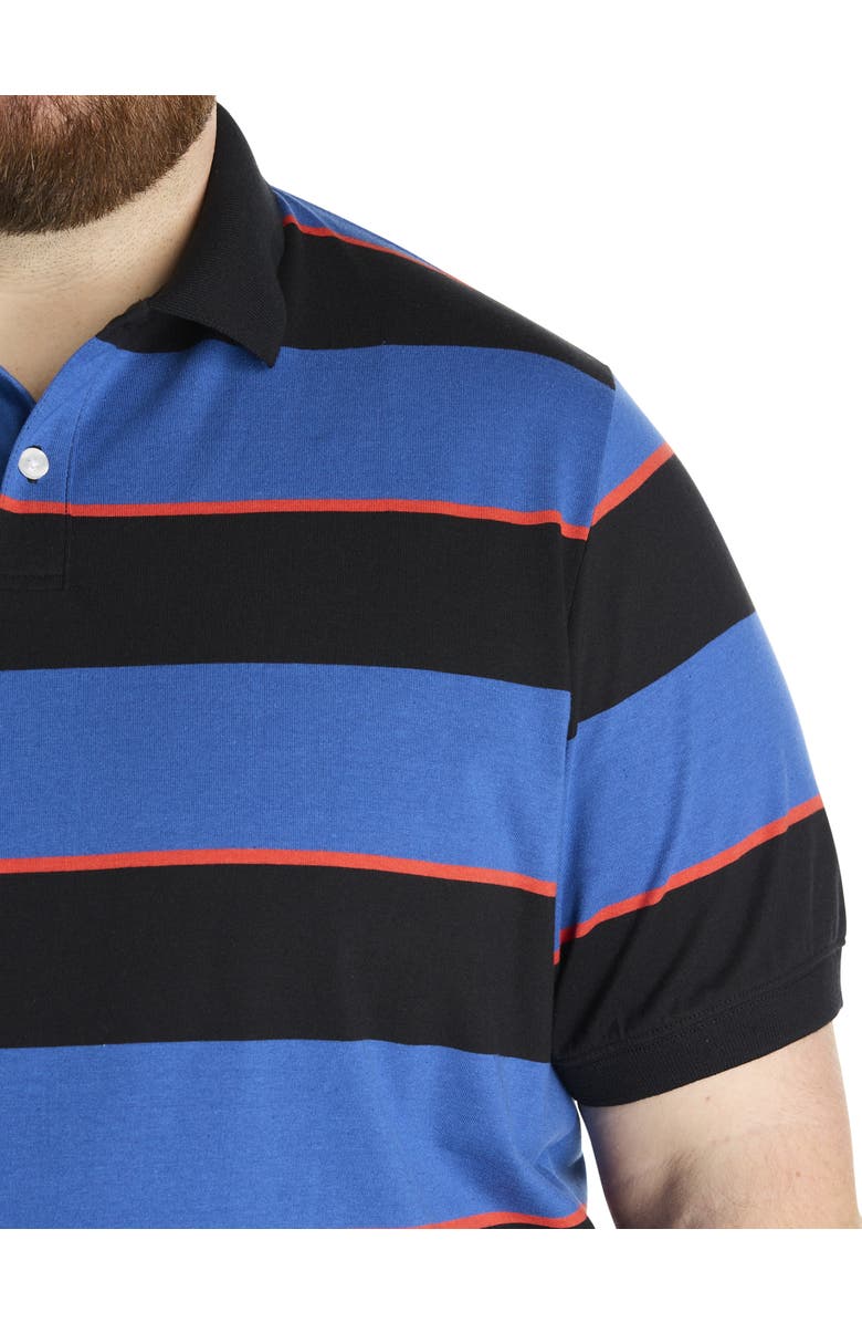 Harbor Bay by DXL Big & Tall Rugby Striped Polo Shirt, Alternate, color, Caviar Multi