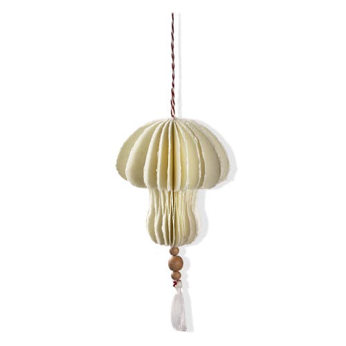 Tag White Paper Mushroom Ornament Christmas Tree Decoration In White