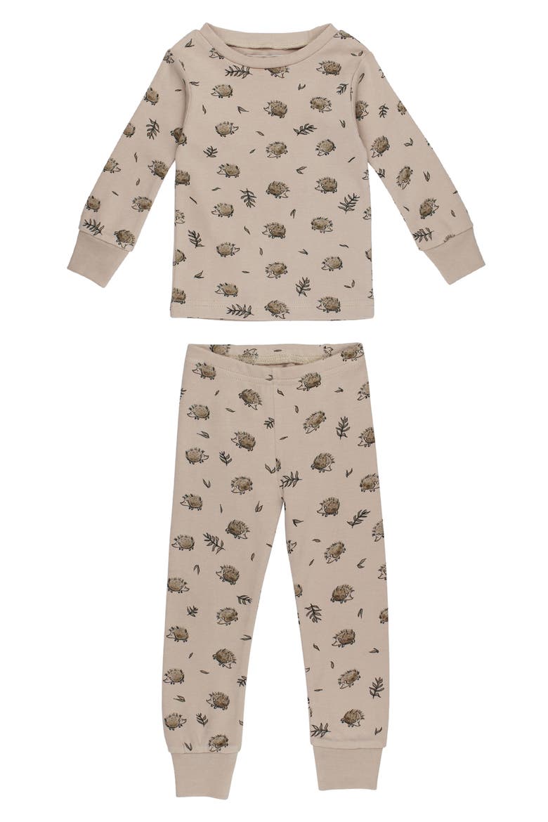Print Fitted Organic Cotton Two-Piece Pajamas, Main, color, PRICKLES