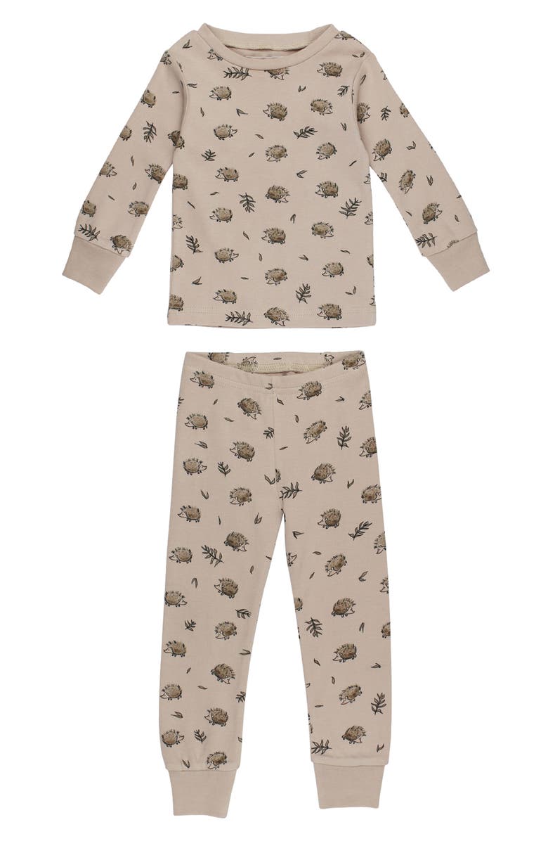 L'ovedbaby Print Fitted Organic Cotton Two-Piece Pajamas, Main, color, Prickles