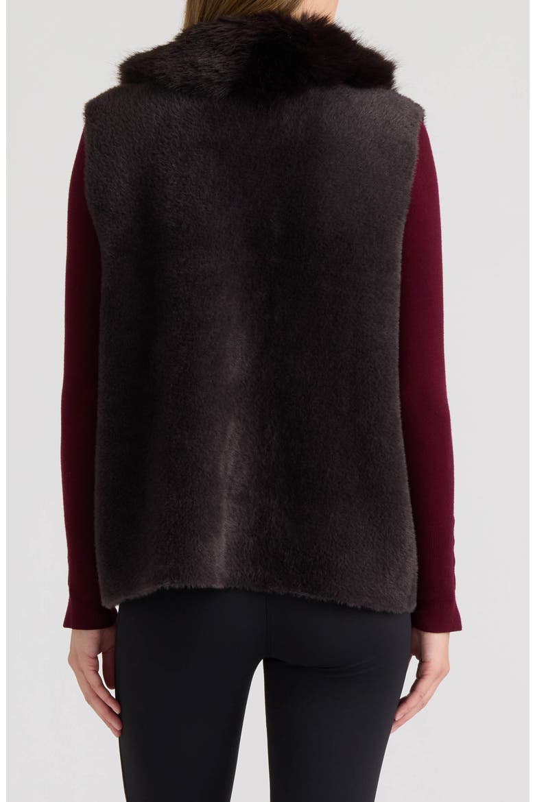Jenny Eyelash Vest with Faux Fur Collar, Alternate, color, ESPRESSO
