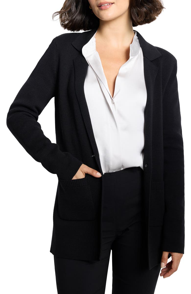 NIC+ZOE Knit Blazer, Main, color, Black Onyx