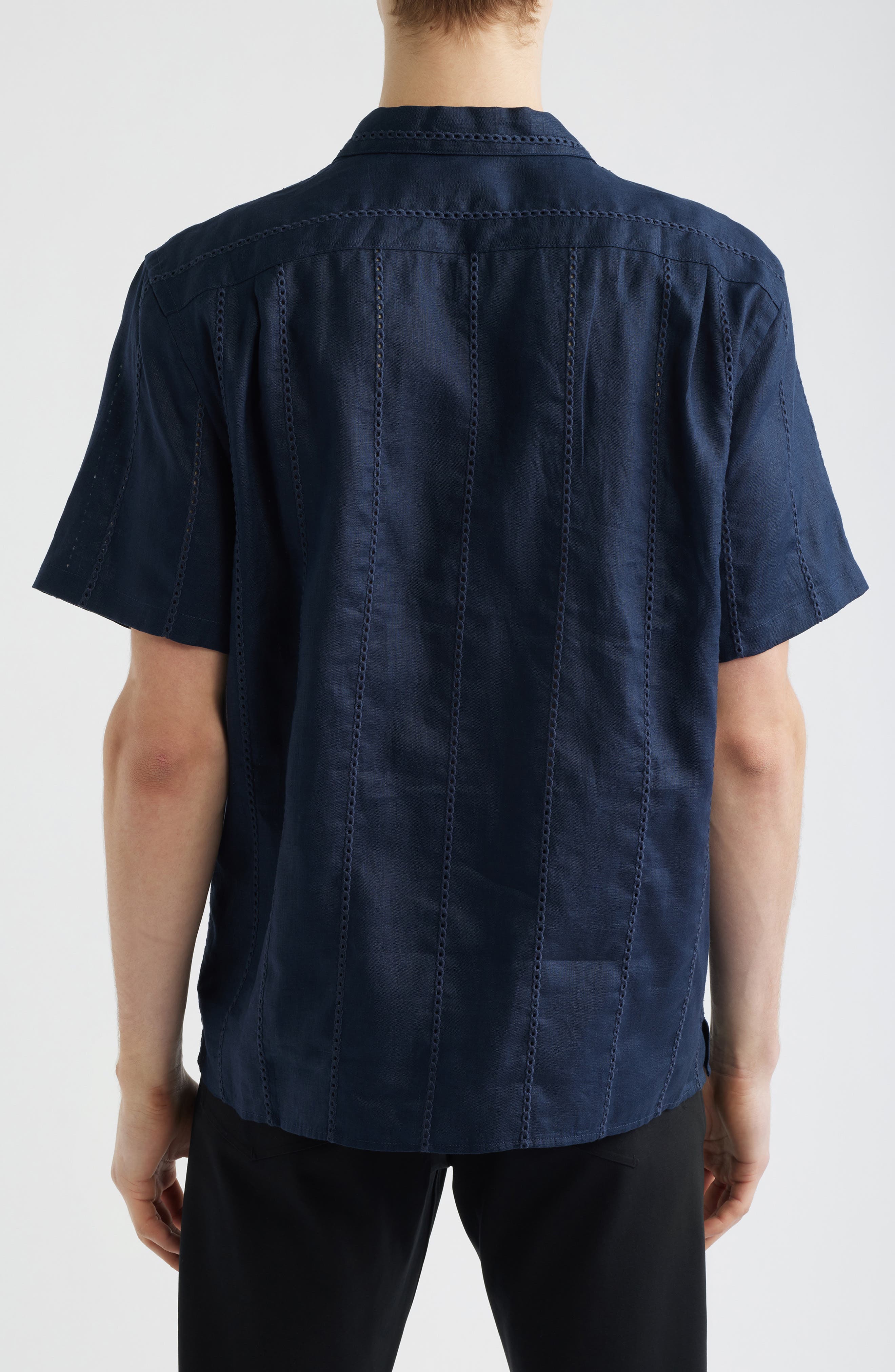 Eyelet Linen Button-Up Shirt - image 4