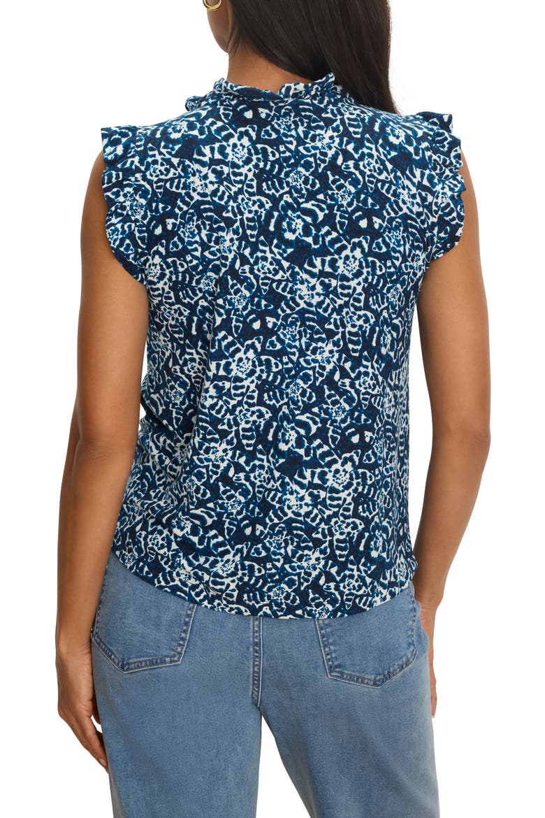 Shibori Print Ruffle Sleeveless Top, Alternate, color, INDIGO MULTI