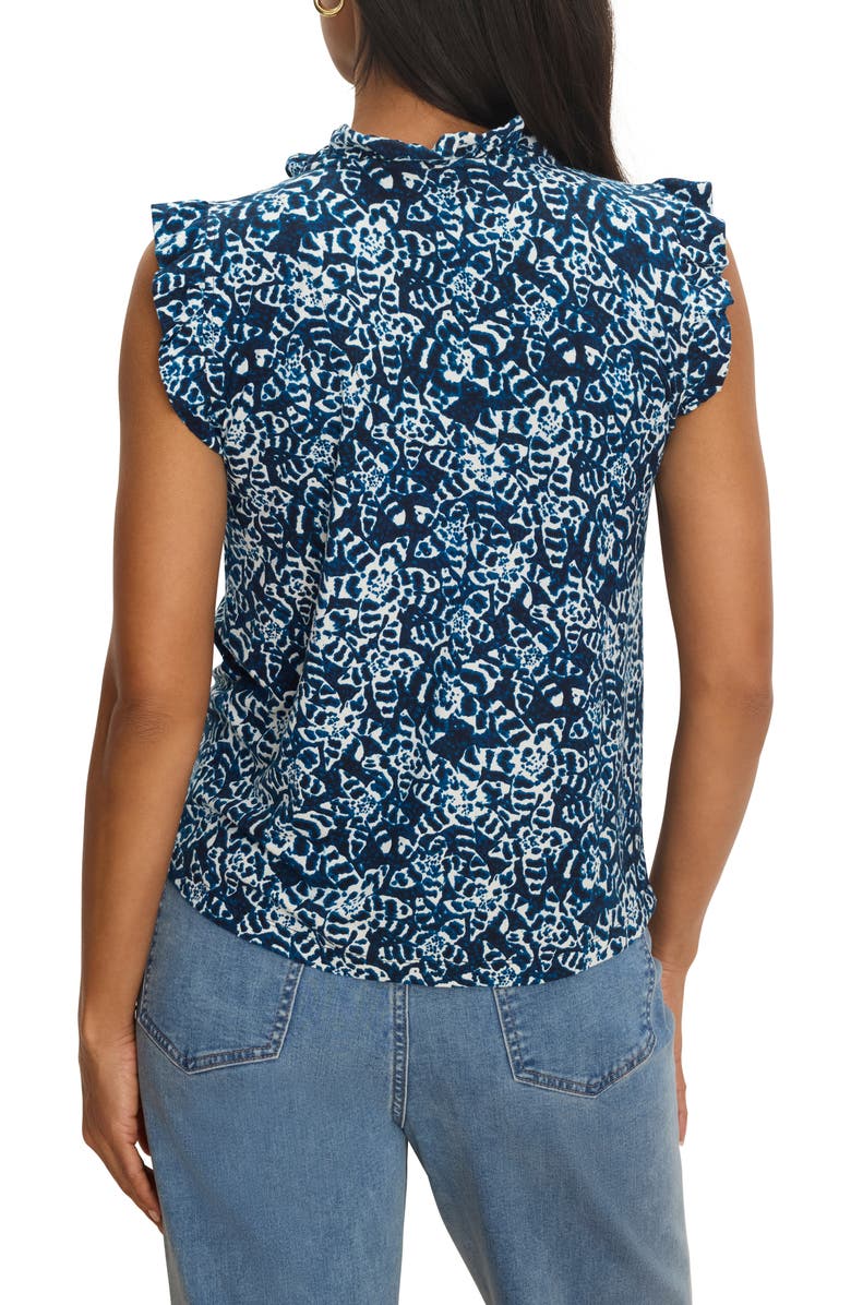 NIC+ZOE Shibori Print Ruffle Sleeveless Top, Alternate, color, Indigo Multi