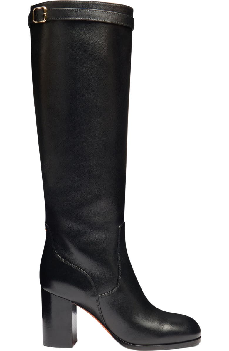 Santoni Women's leather high-heel boot, Main, color, Black