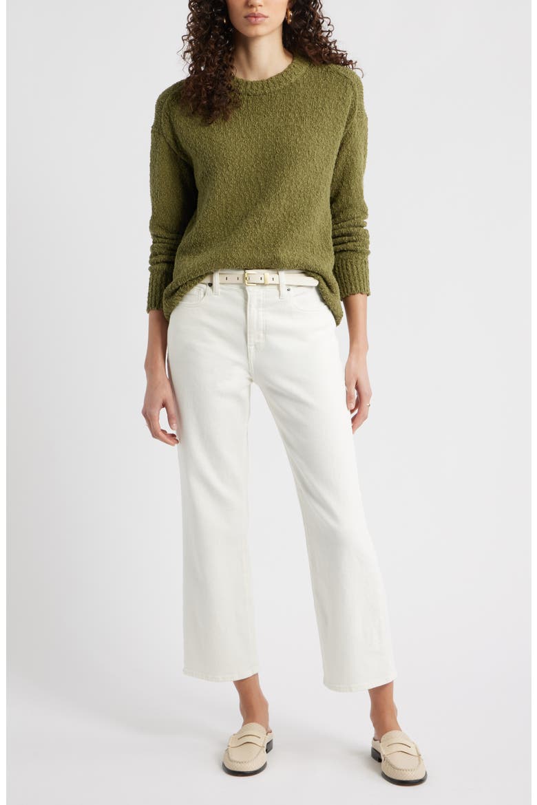 Texture Crewneck Sweater, Main, color, OLIVE CAPULET