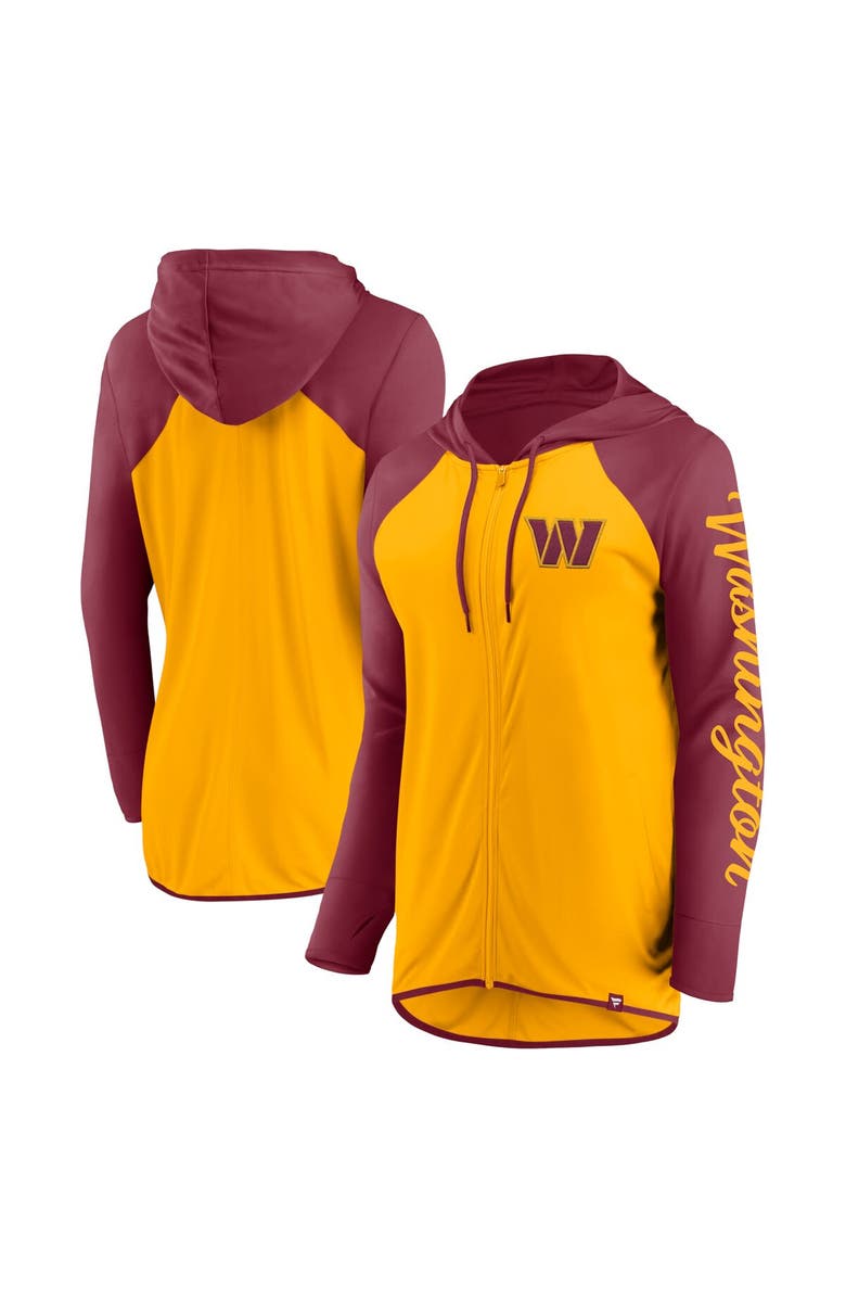 FANATICS Women's Fanatics Gold/Burgundy Washington Commanders Script Full-Zip Hoodie, Main, color, Gold