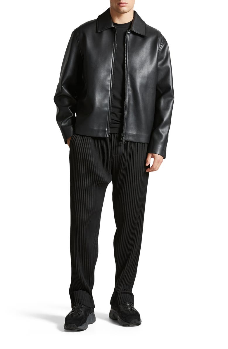 Manière De Voir Bernard Leather Minimal Boxy Jacket, Alternate, color, 