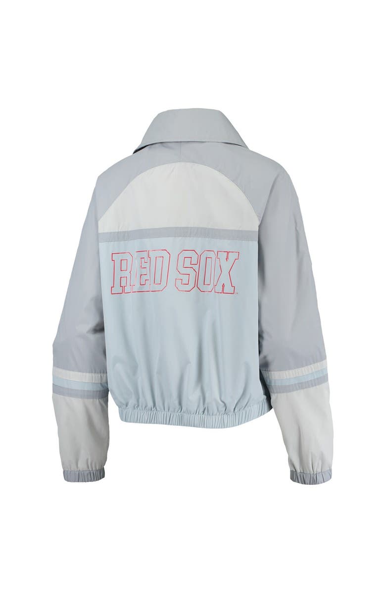 THE WILD COLLECTIVE Women's The Wild Collective Navy Boston Red Sox Colorblock Track Raglan Full-Zip Jacket, Alternate, color, Light Blue