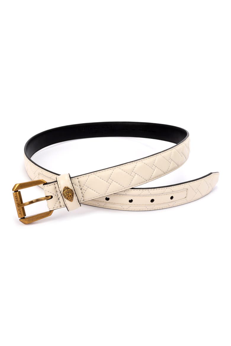 Micro Quilt Leather Belt, Alternate, color, BONE