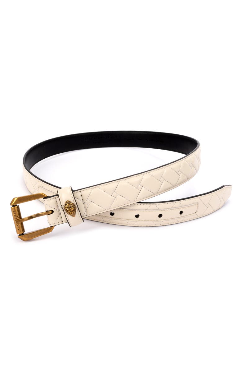Kurt Geiger London Micro Quilt Leather Belt, Alternate, color, Bone