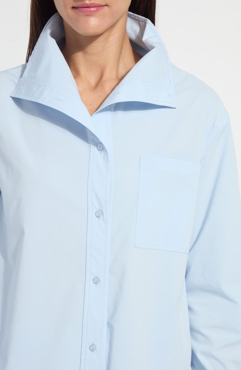Lysse Tulsi Funnel Neck Button-Up Shirt, Alternate, color, Chalk Blue