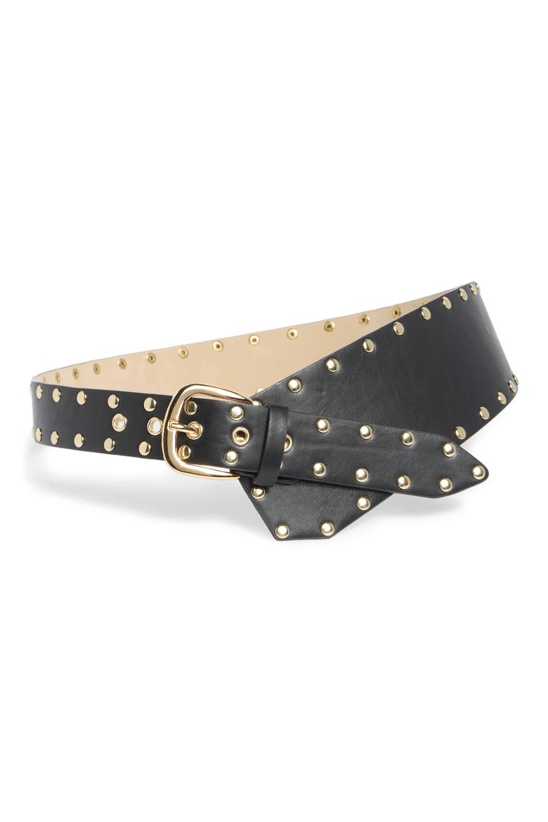 Studded Tapered Belt, Main, color, BLACK