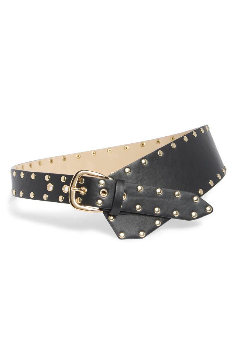 Steve Madden Studded Tapered Belt, Main, color, Black