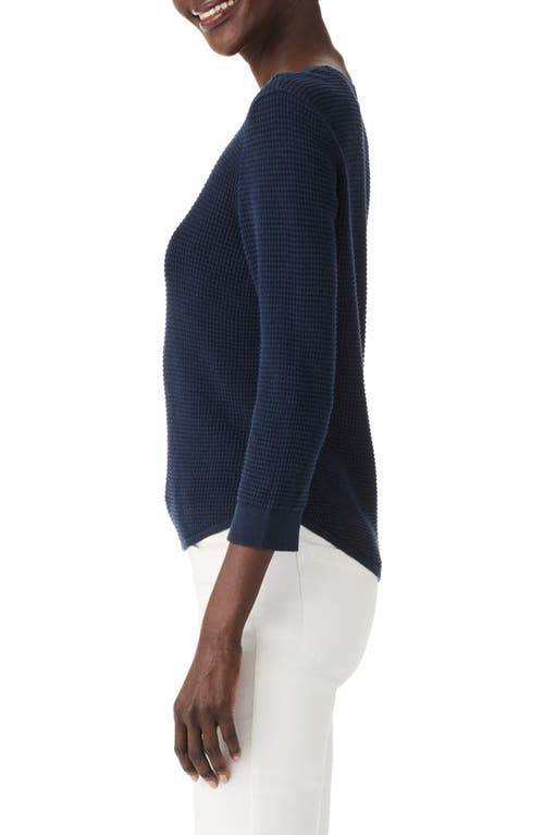 Nic + Zoe Nic+zoe Chill Out Waffle Stitch Sweater In Dark Indigo