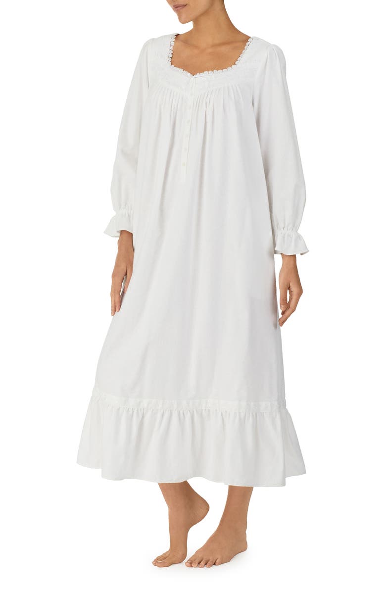Eileen West Long Sleeve Cotton Ballet Nightgown, Alternate, color, White