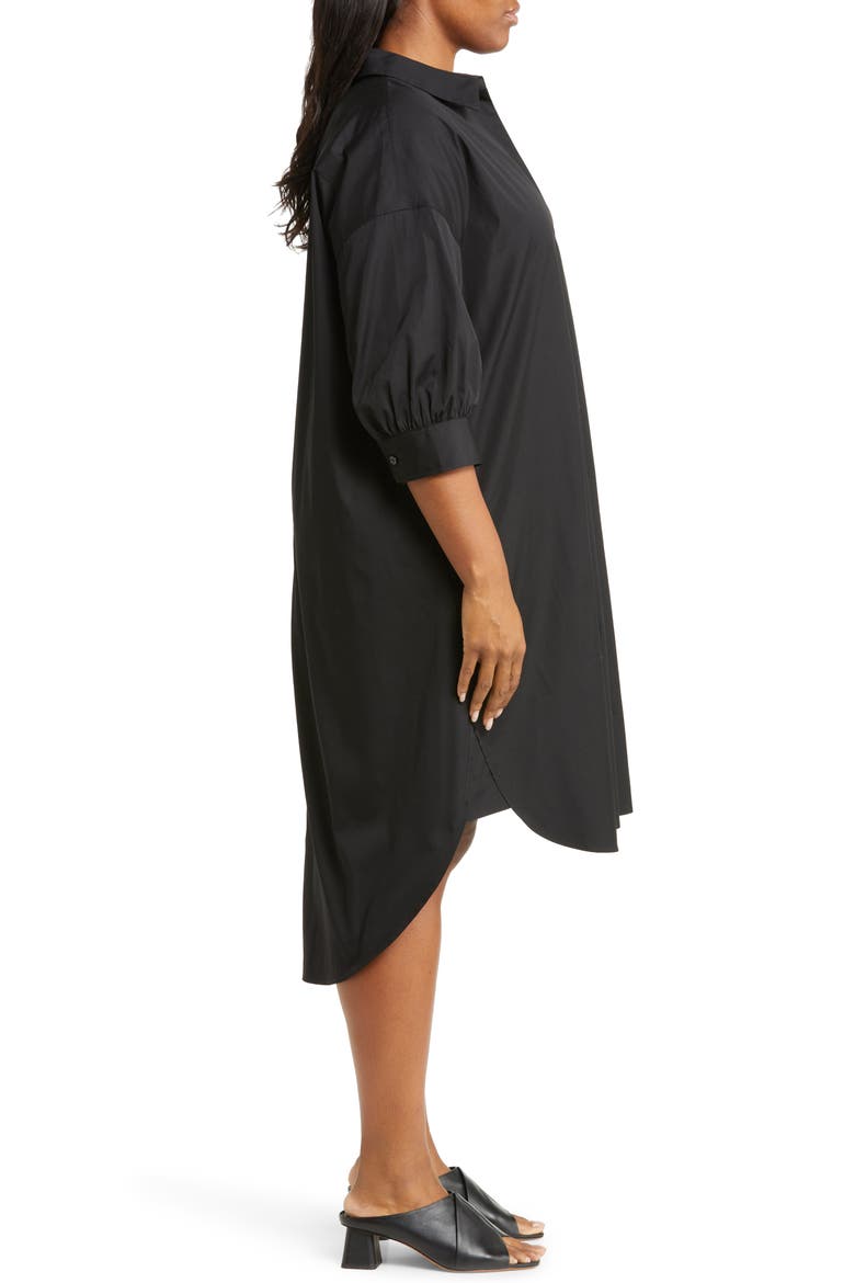 Oversize Cotton Poplin Midi Dress, Alternate, color, BLACK