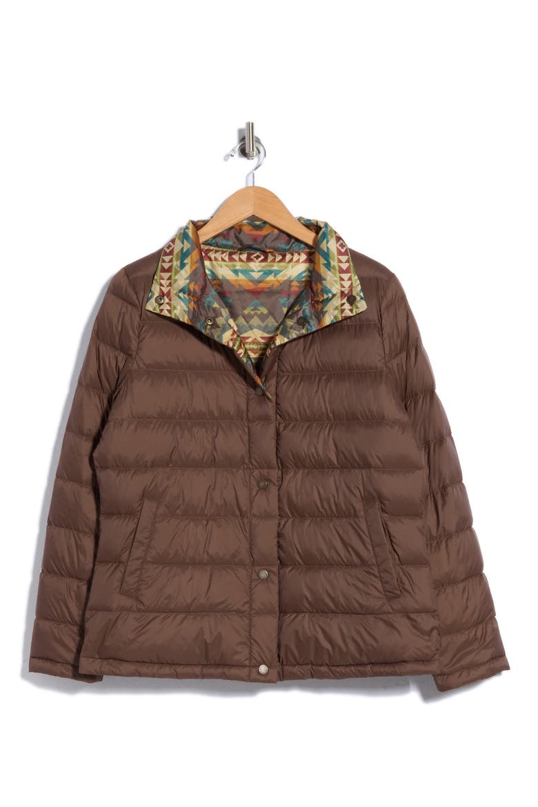 Reversible Down Puffer Jacket, Alternate, color, BROWN/ SOLSTICE CANYON