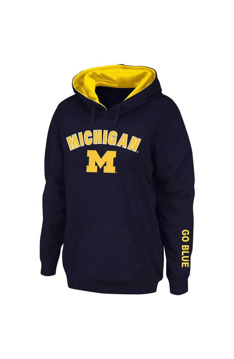 COLOSSEUM Women's Navy Michigan Wolverines Arch & Logo 1 Pullover Hoodie, Alternate, color, Navy