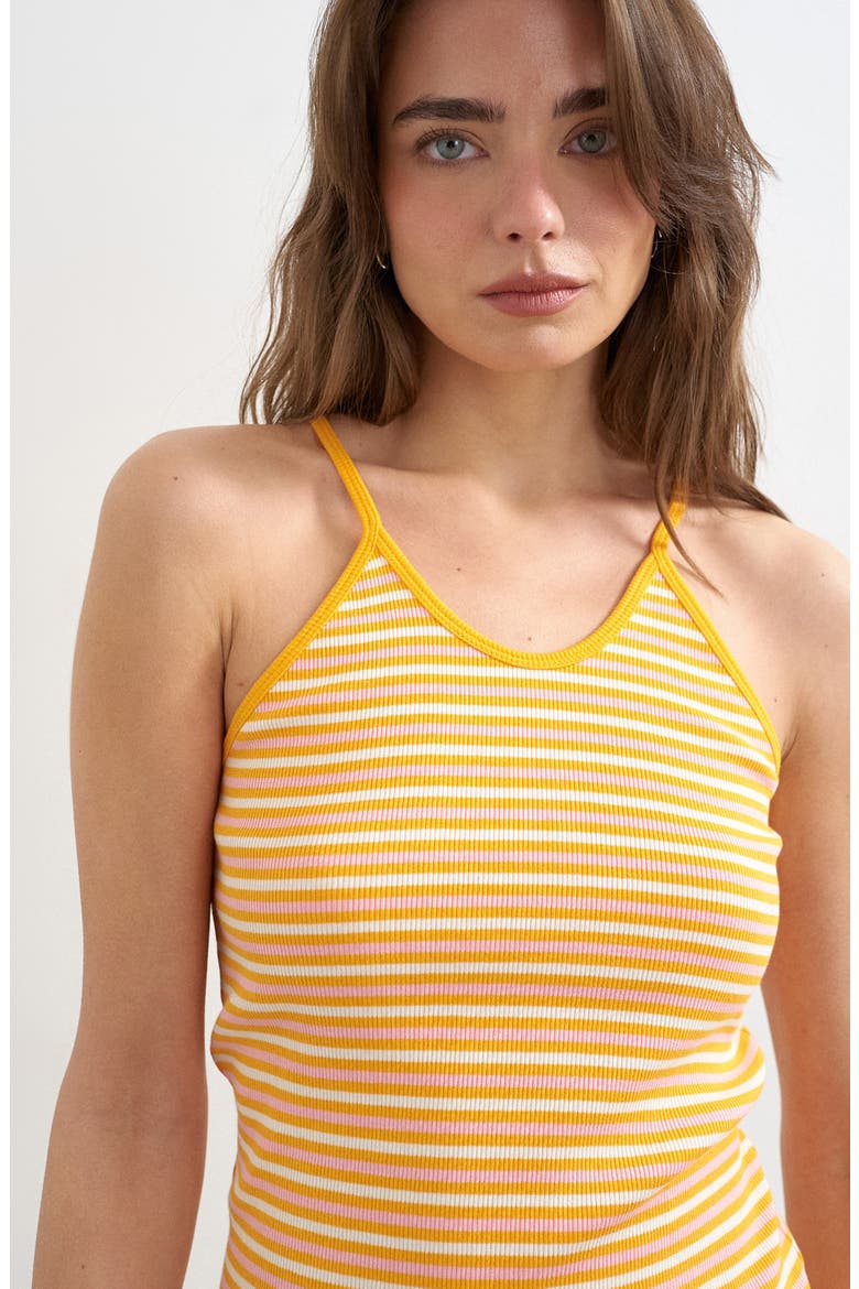 Stripe Rib Knit Stretch Cotton Tank, Alternate, color, ORANGE