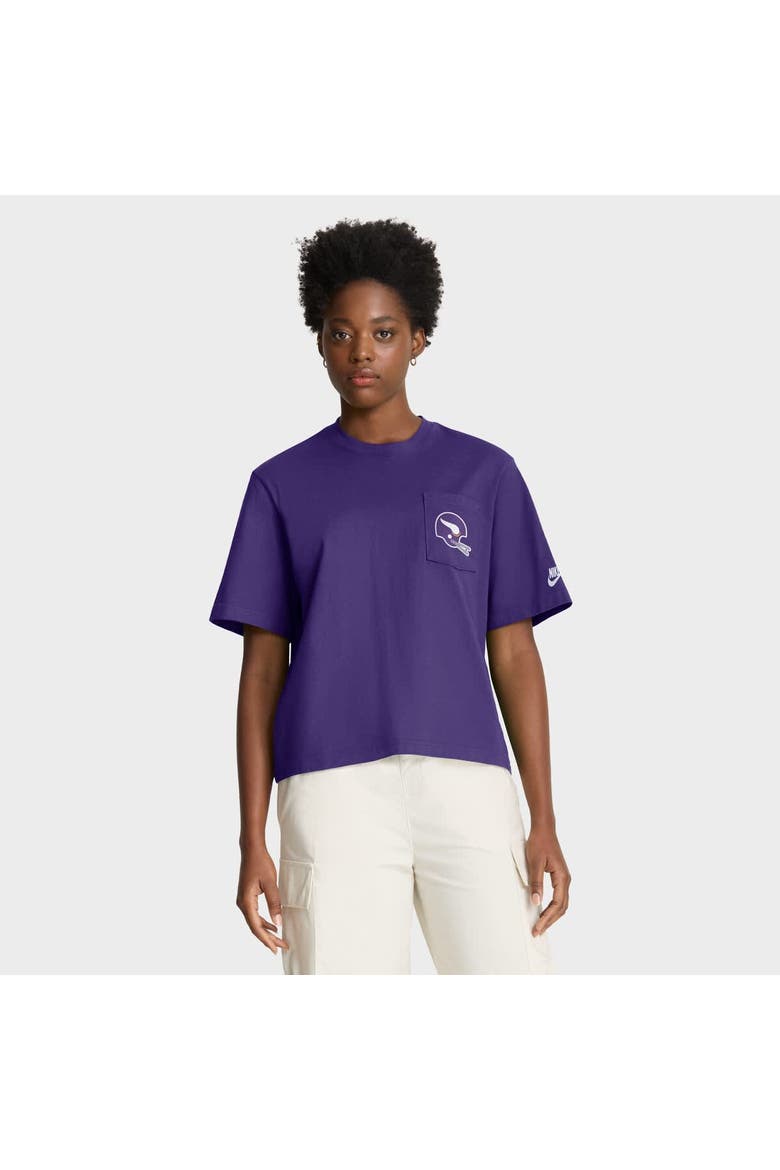 Women's Nike Purple Minnesota Vikings Rewind Pocket Boxy T-Shirt, Main, color, Purple
